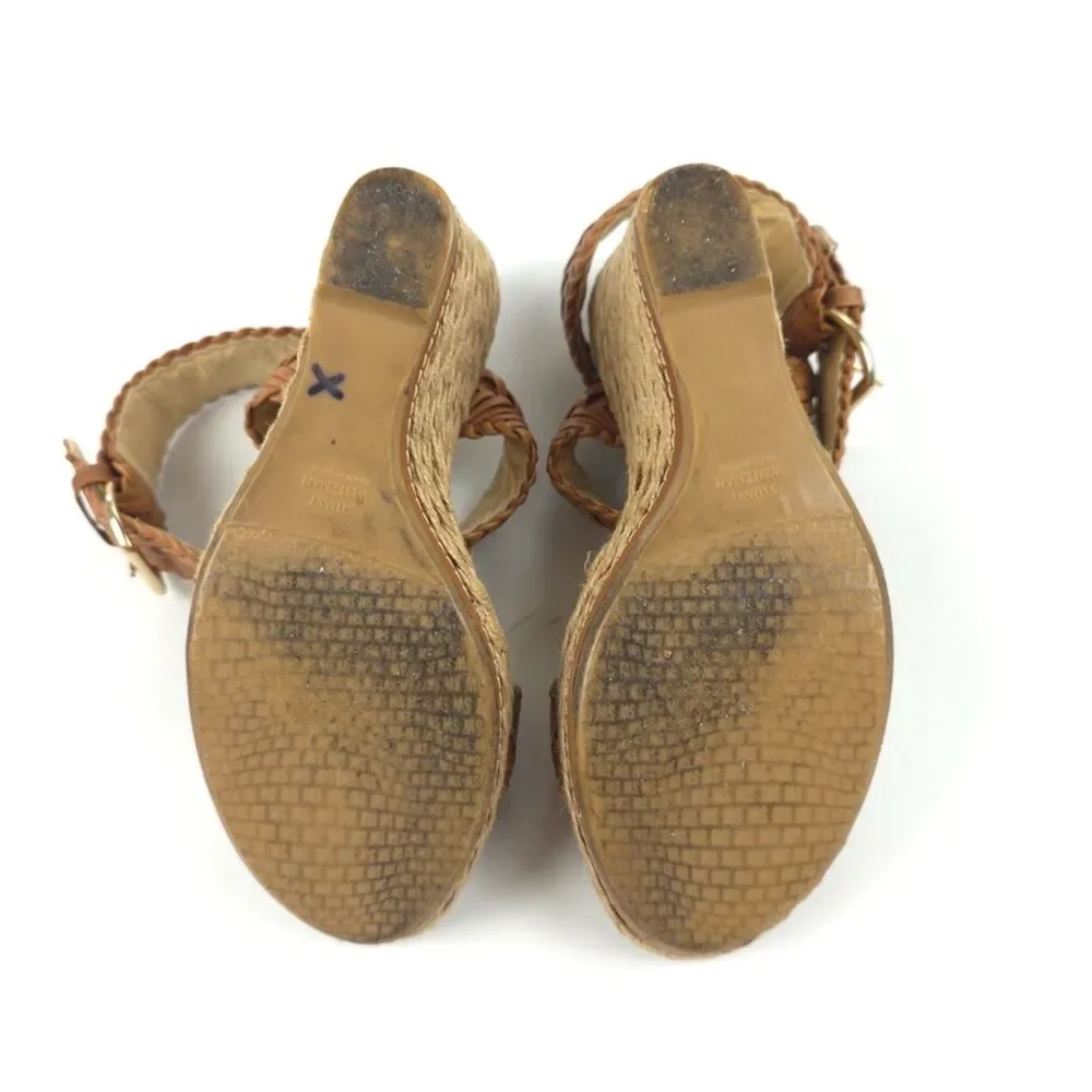 STUART WEITZMAN Elixir Wedge Espadrille Braided Leather Heels Beachy Boho Hippie